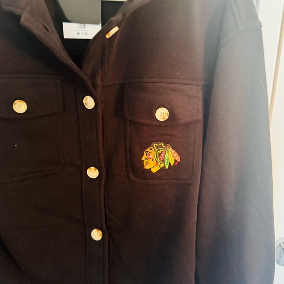CHICAGO BLACKHAWKS black logo shadier button down shirt NWT - Picture 6 of 6